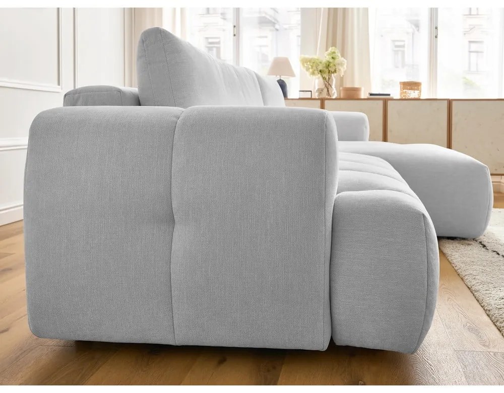 Colțar gri deschis extensibil/cu spațiu de depozitare (cu colț pe partea dreaptă/cu șezlong) Fuji – Bobochic Paris