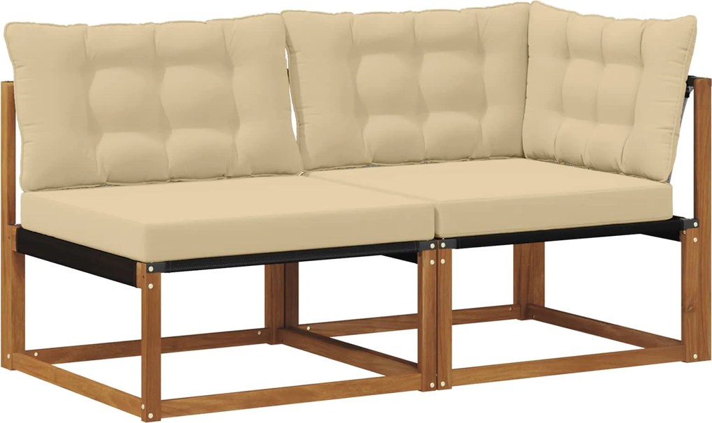 vidaXL Canapea de exterior din mijloc și colț 7 Bucată natural