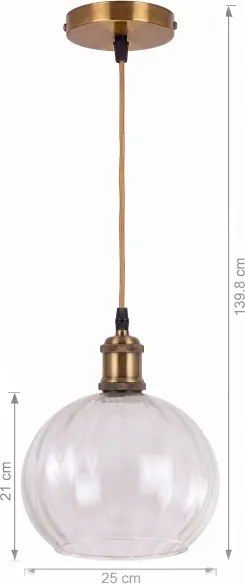 BRILAGI - Lustru LED suspendat pe cablu RETRO GLASS 1xE27/60W/230V Ø 25 cm auriu/transparent