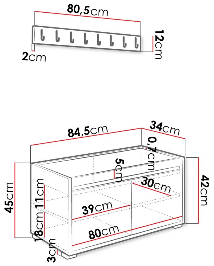 Mobilier pentru hol Kendora 80 (cu 12 buc panouri tapițate Pazara 40x30) (manila 09). 1054003