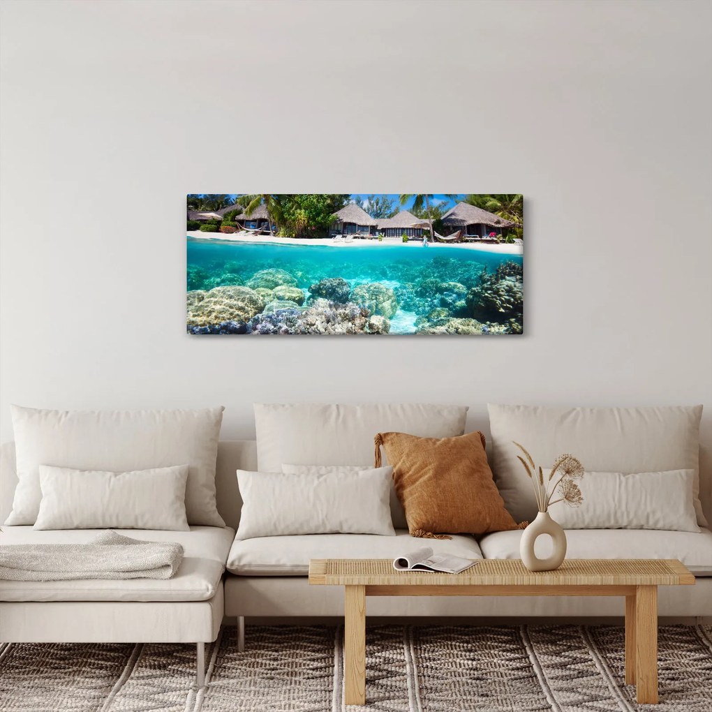 Tablou cu plaja pe insulă tropicală (120x50 cm)