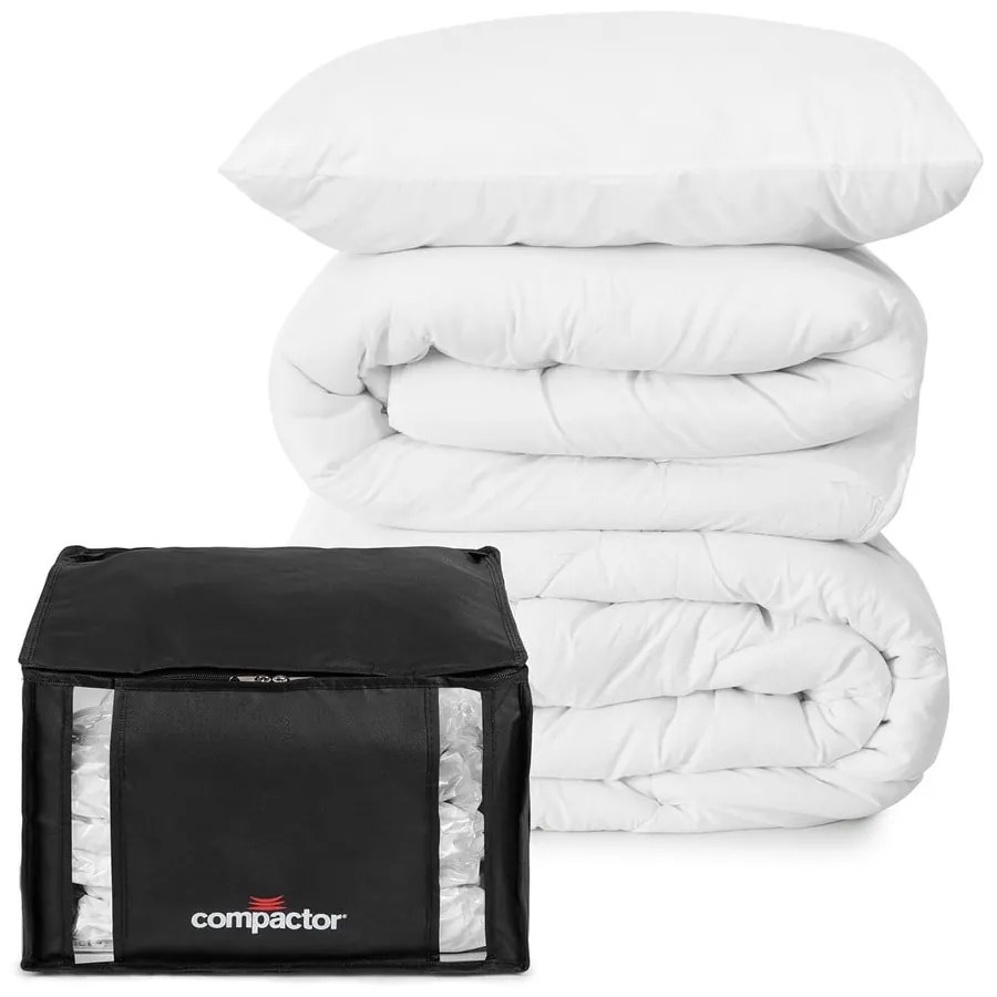 Cutii de depozitare pentru haine 2 buc. din material textil cu vacuum/cu pereți întăriți 42x25x25 cm Black Edition – Compactor