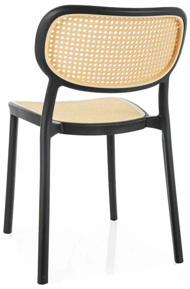 Scaun de bucătărie Tinsley, ratan / negru
