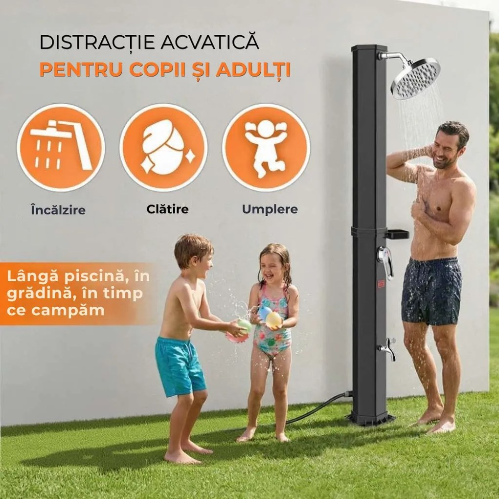 Duș solar cu capac HAVANA, 35 l, negru Casaria