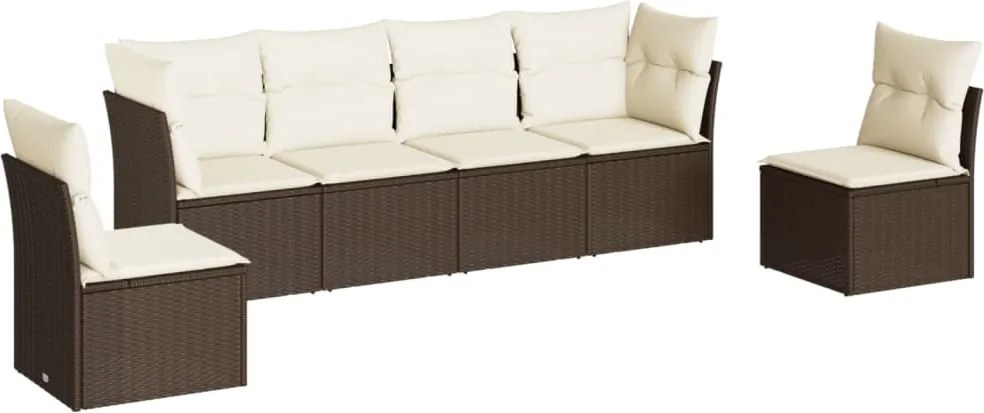 vidaXL Set canapele de grădină cu perne, 6 piese, maro, poliratan
