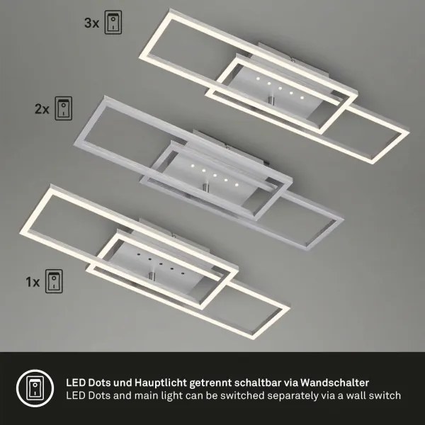 Brilo - Plafonieră LED dimabilă, 30W, 230V, 3000K, crom mat