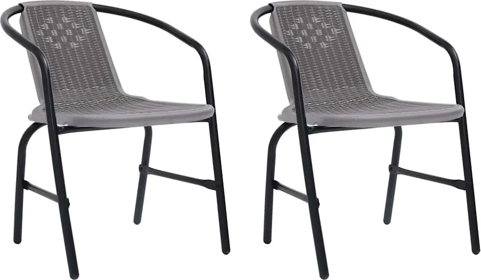 vidaXL Scaune de grădină, 2 buc., ratan din plastic și oțel, 110 kg