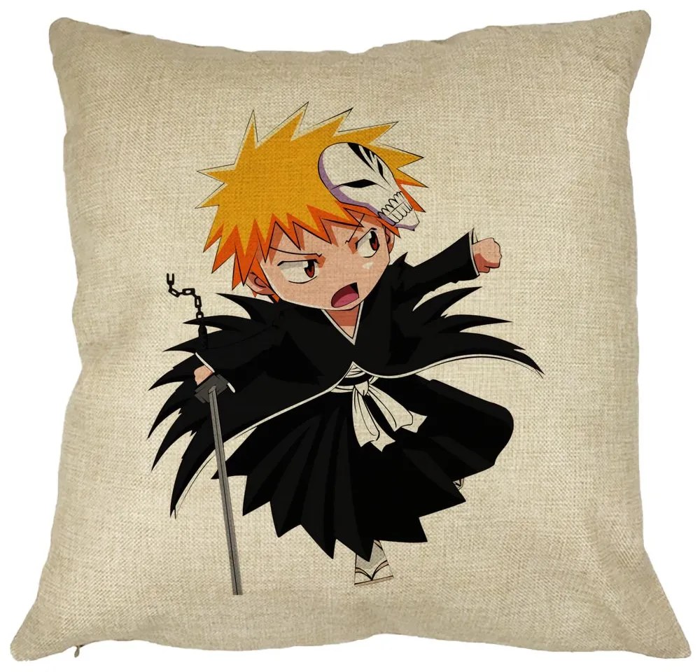 Perna Decorativa cu Bleach Mini Ichigo, 40x40 cm, Husa Detasabila, Burduf