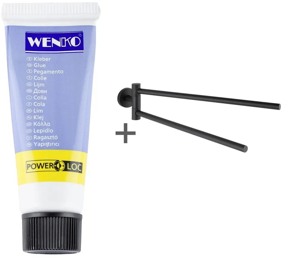 Suport pentru prosoape negru mat autoadeziv din oțel inoxidabil Bosio – Wenko