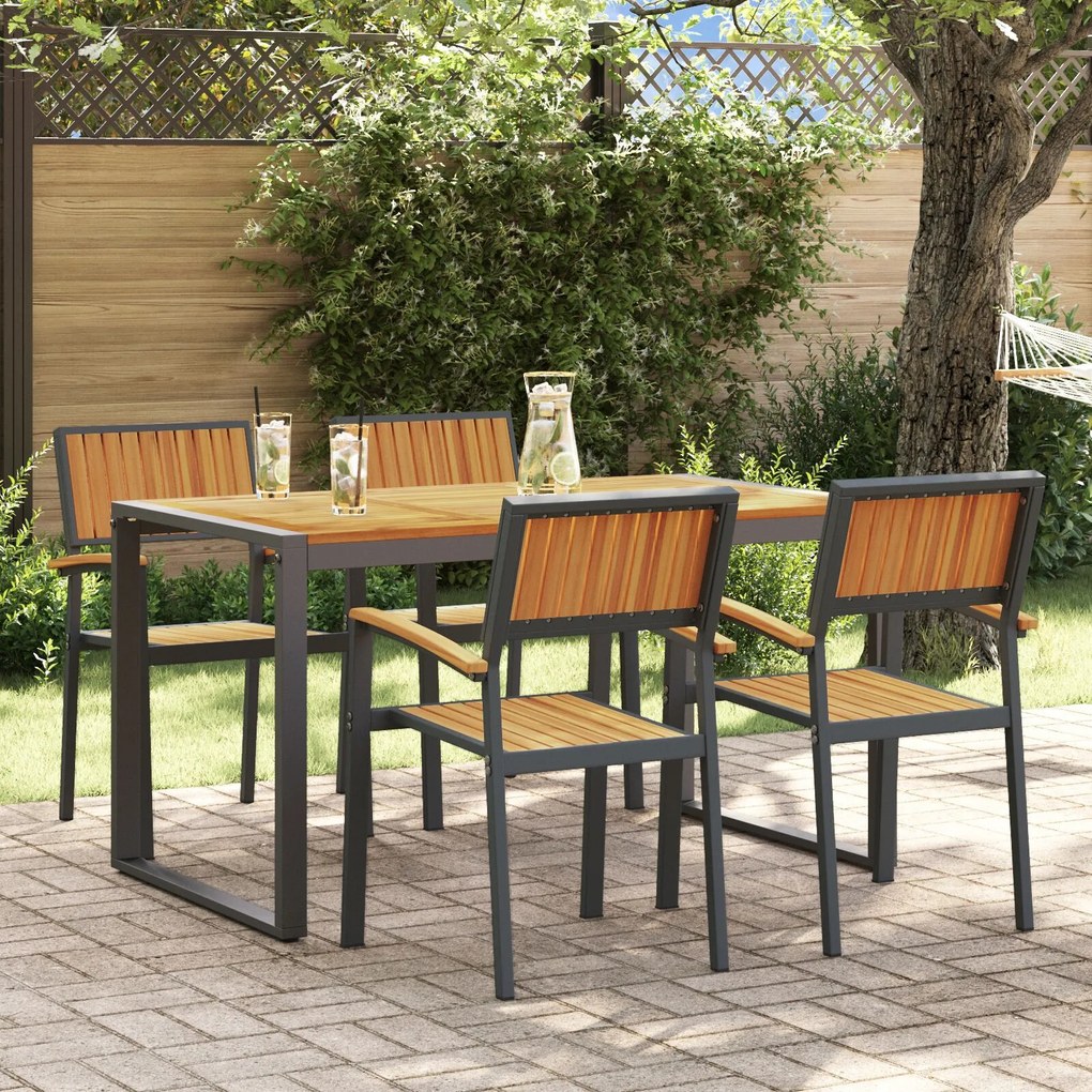 vidaXL Set de masă pentru grădină 5 pcs negru și maro 140 x 80 x 75 cm