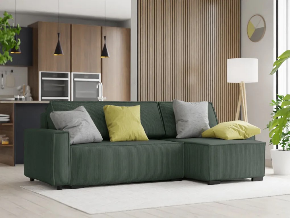 Canapea extensibila cu colt bilateral Culoare Verde inchis, SMART