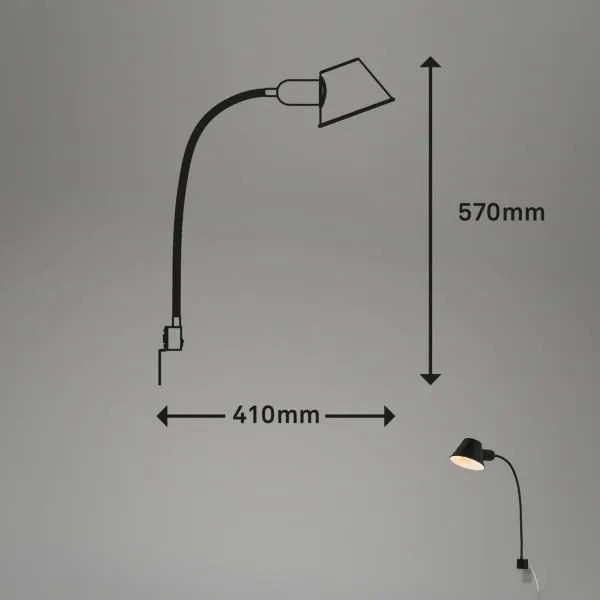 Lampă flexibilă de perete Briloner 2079-015 1xE27/10W/230V negru