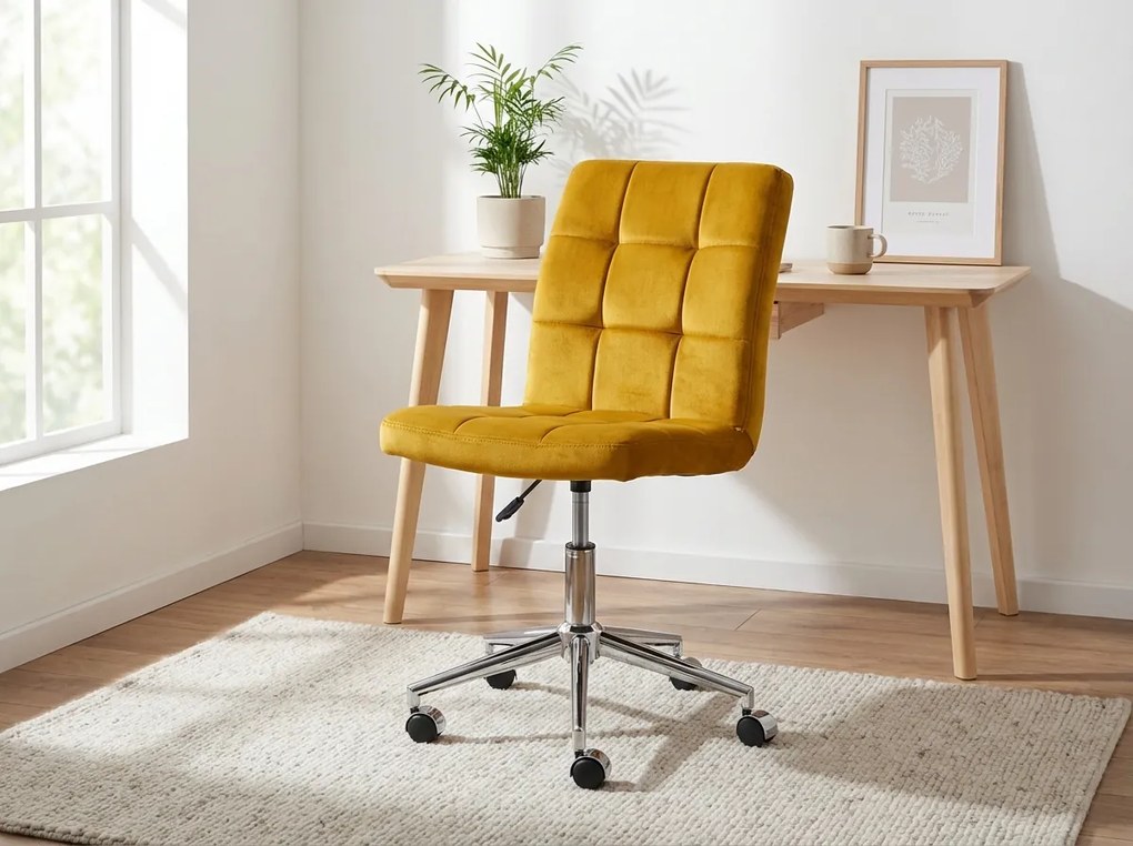 Scaun de birou galben Q-020 VELVET