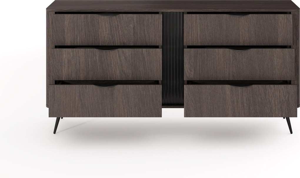 Comodă Edrin 163 cm cu sertare - stejar dunin / negru