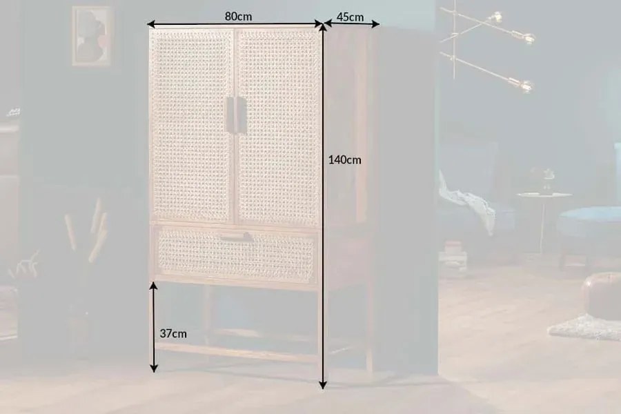 Dulap design oriental din lemn si bambus, Bamboo Lounge 140cm A-39821 VC