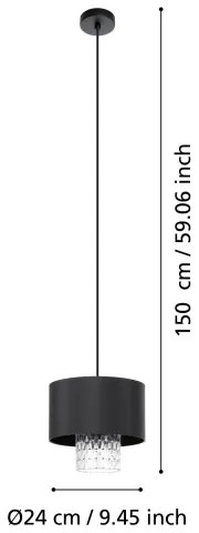 Lustră pe cablu Eglo 39977 SAPUARA 1xE27/40W/230V negru