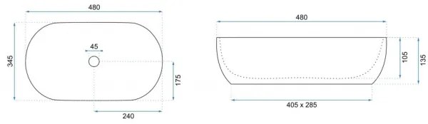 REA-U5060 - Lavoar pentru blat AMELIA 34,5x48 cm ceramică/decor lemn