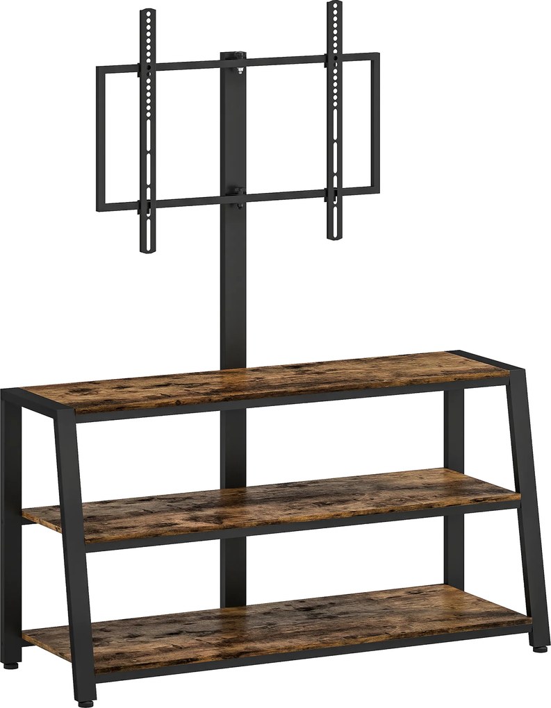 HOMCOM Comodă TV cu suport pentru televizoare de 81-178 cm, rafturi deschise, unghi reglabil 35°, 108x41x135cm, maro | Aosom Romania