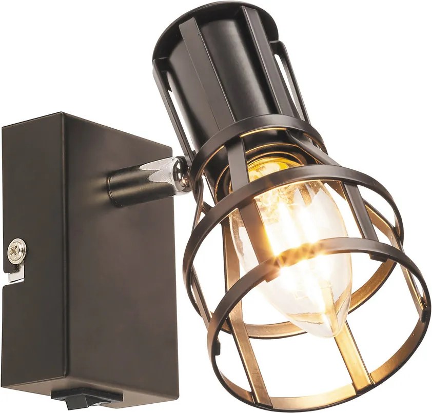 Rábalux Aria 5958 aplice perete cu intrerupator  negru mat   metal   E14 1x MAX 15W   IP20