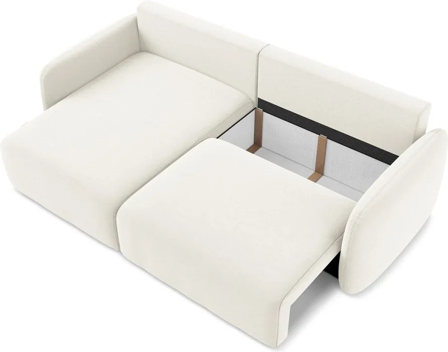 Colțar crem extensibil/cu spațiu de depozitare cu tapițerie din catifea (cu colț pe partea stângă/cu șezlong) Kalena – Makamii