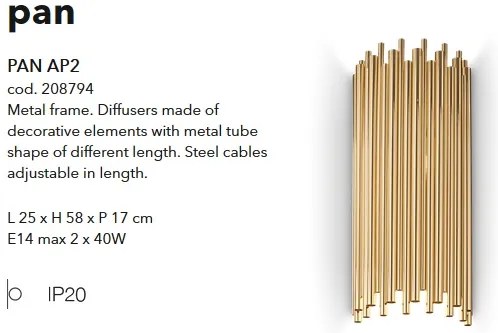 Aplica din metal design clasic PAN AP2, auriu 208794