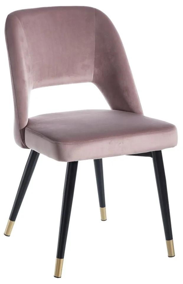 Scaun dining din catifea roz Chair Pink Fabric-Metal | PRIMERA COLLECTION