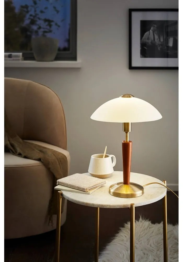 Veioză gri/maro cu intensitate reglabilă cu abajur din sticlă (înălțime 35 cm) SOLO 1 – EGLO