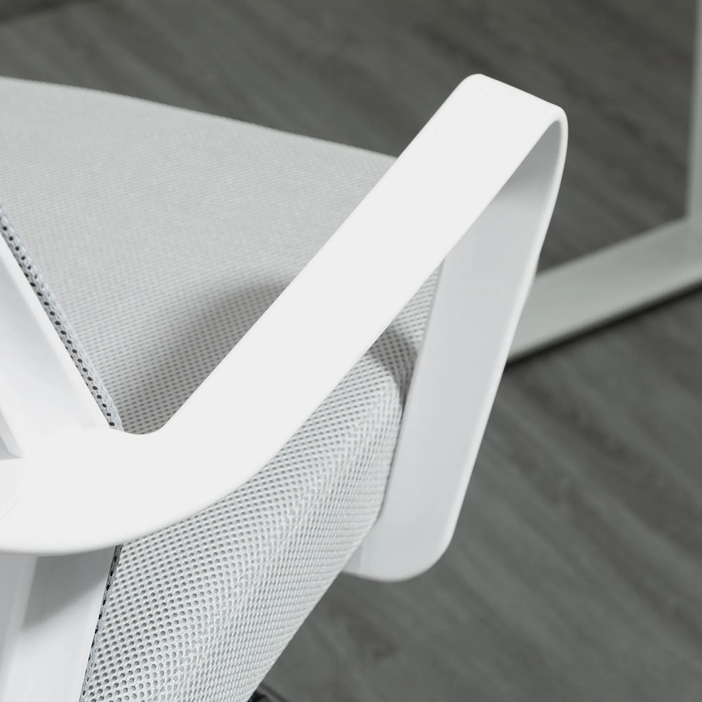 Vinsetto Scaun birou cu șezut înalt reglabil, pivotant 360°, plasă respirabilă, gri/alb, 64x59x104-124 cm | Aosom Romania