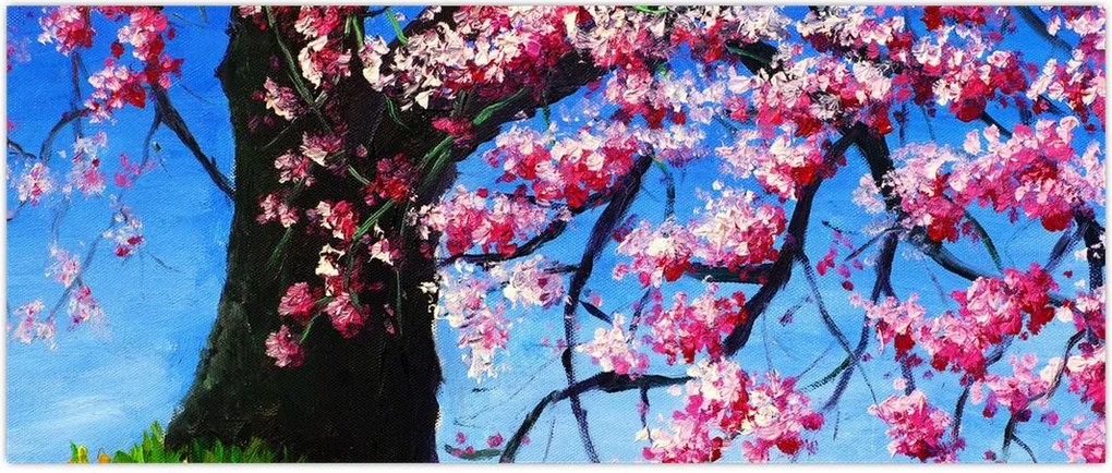 Tablou - Cireș înflorit - pictură (120x50 cm)