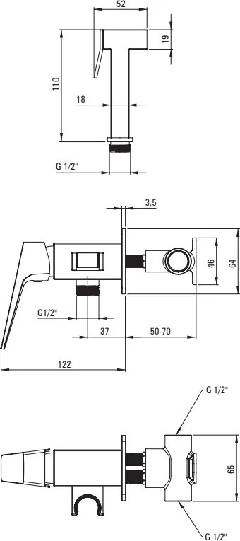 Blur Baterie pentru bideu BQL_D34M Finisaj: titan