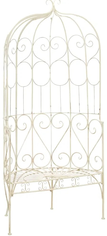 vidaXL Bancă de grădină, alb vintage, 95 cm, fier