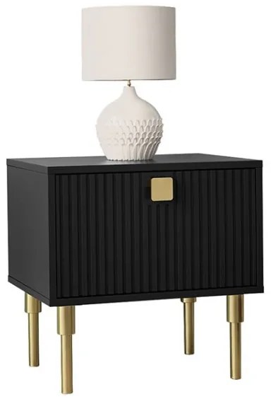 Noptieră DORSET 50x50 cm negru/auriu