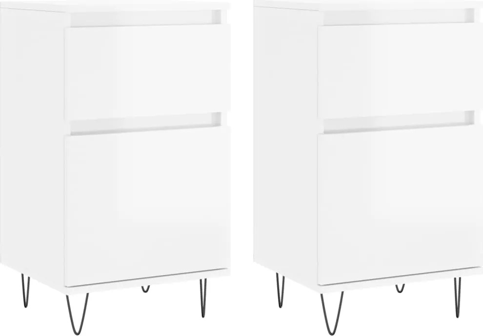 vidaXL Servante, 2 buc., alb extralucios, 40x35x70 cm, lemn prelucrat