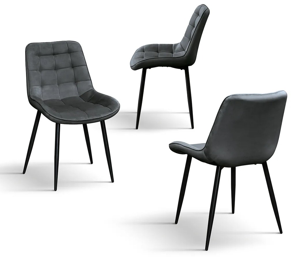SET 4 Scaune Ernest catifea, structura metalica - BEJ - STANDARD - 4 BUCATI