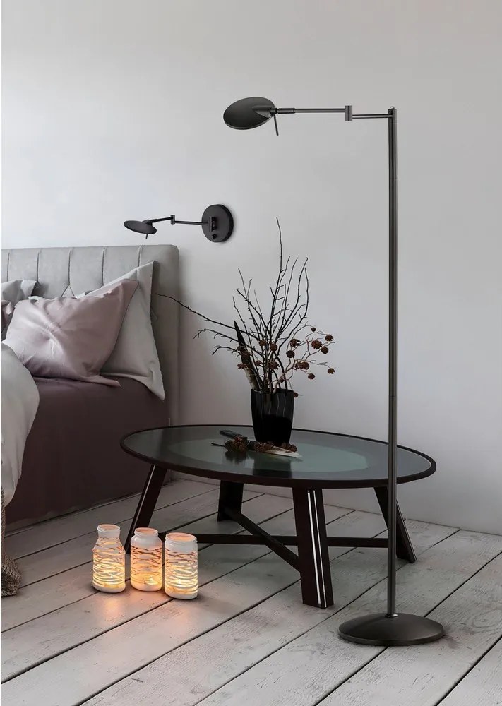 Aplică de perete negru-mat LED cu structură flexibilă/cu intensitate reglabilă Kazan – Trio