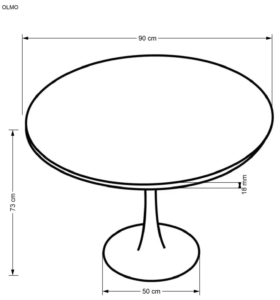 Masa rotunda Olmo – ø90 / h83 cm