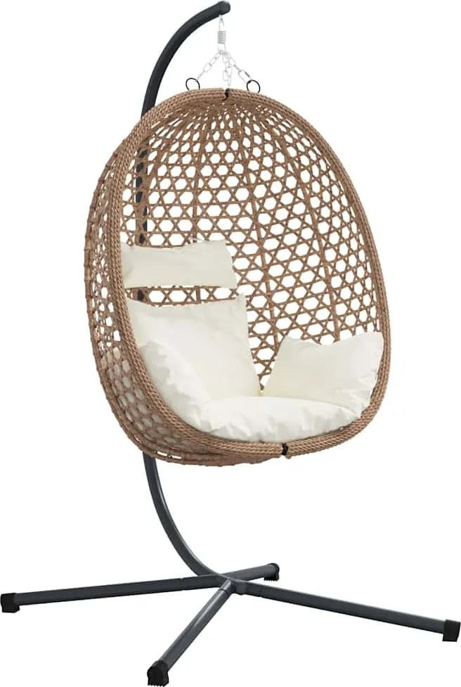 vidaXL Scaun suspendat ou Creme deschis 104 x 100 x 191 cm poliratan