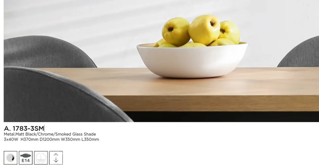 Lustra design modern cu sticla fumurie SPHERE 1783-3SM SRT
