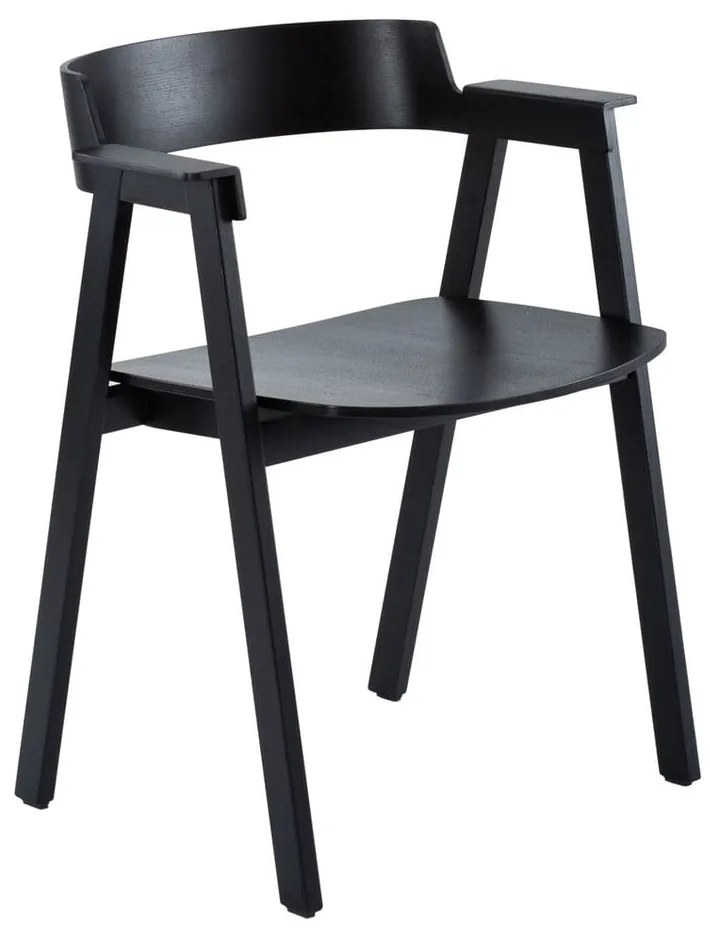 Scaun de dining negru cu cotiere din lemn de stejar Flip – Gazzda