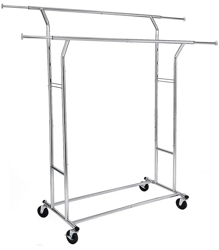 Suport pentru haine reglabil pe înălțime și lățime, argintiu
