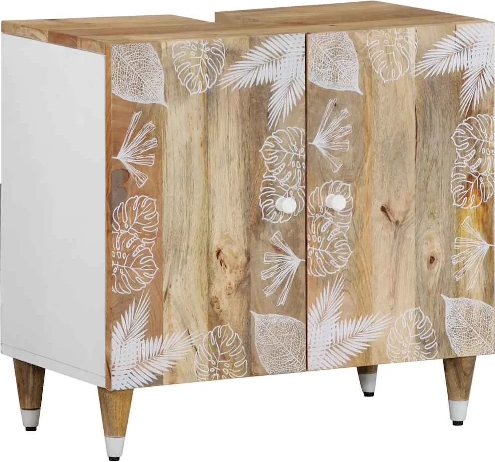 vidaXL Dulap pentru chiuveta de baie, 62x33x58 cm, lemn masiv de mango