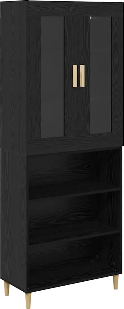 vidaXL Bufet Stejar Negru 69,5 x 34 x 180 cm