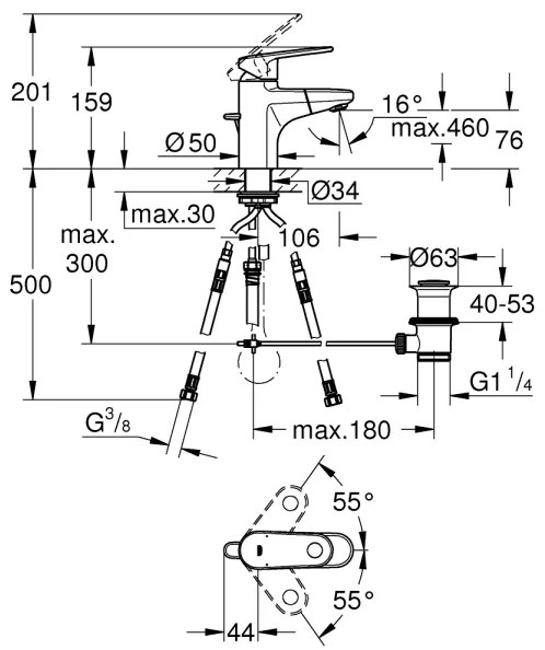 GROHE 33155002 EUROPLUS DN 15 - Baterie pentru lavoar, crom lucios