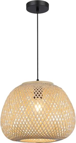 Pendul PETRA pe cablu, 1xE27/15W/230V, Ø 35 cm, bambus