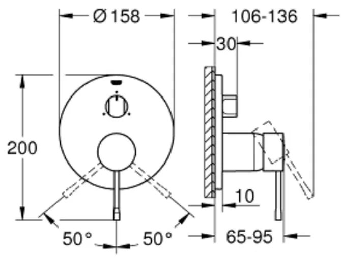 Baterie cada sau dus Grohe Essence incastrata pentru corp ingropat, cu 3 cai, crom