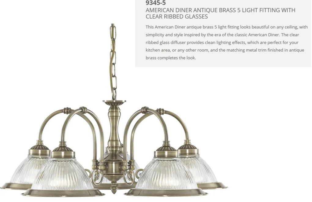 Lustra suspendata stil clasic American Diner 5L alama antic 9345-5 SRT
