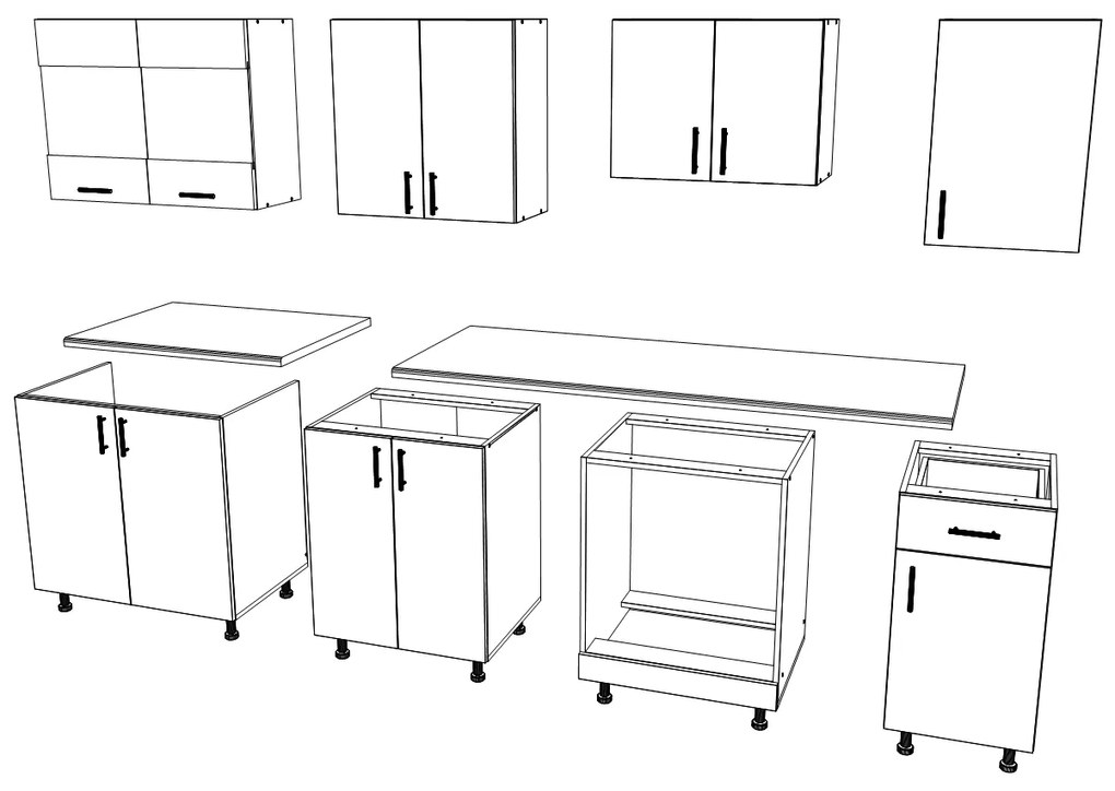 Set haaus V15, Lemn Natural/Alb, Blat Thermo 28 mm, L 240 cm