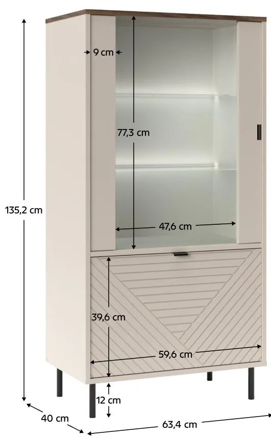 Vitrină Explicaba 1 (cashmir + stejar castello) . 1116329