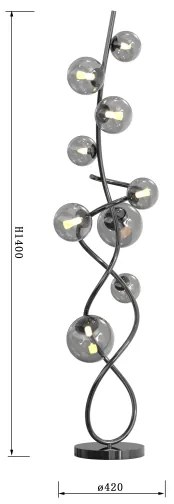 LED Lampadar NANCY Wofi 3014-905 9xG9/3,5W/230V negru/crom