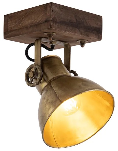 Spotlight industrial de plafon din bronz cu lemn 18 cm - Mangoes